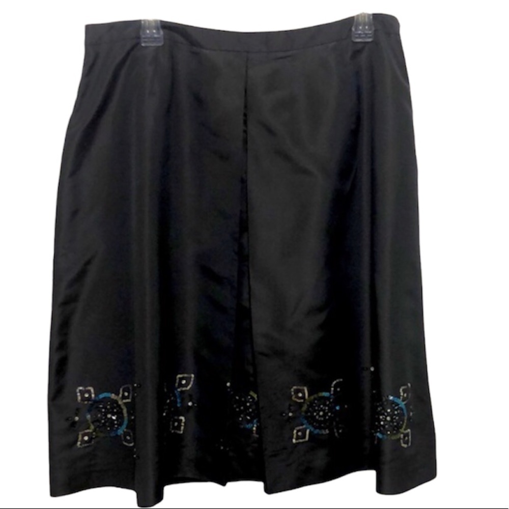 Kate Hill Gray Silk Sequin Skirt 14P